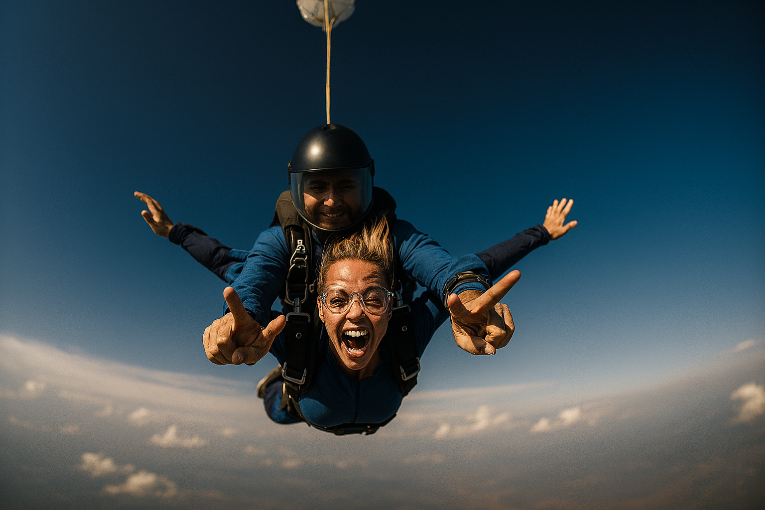 Vista aérea de aventuras en paracaídas sobre el lago de Tequesquitengo